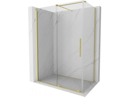 MEXEN/S - Velar sprchový kout 140 x 70, transparent, zlatá kartáčovaná 871-140-070-01-55