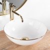 REA - Umyvadlo na desku STELLA - bílé gold edge REA-U7445