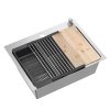 Quadron - Ocelový dřez LUKE 110 WORKSTATION BRUSH NICKEL s kuchyňskou baterií ZLE-09009