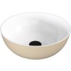 BANERA ROUND umyvadlo na desku, litý mramor, průměr 39cm, bílá/béžová mat  + slevový kód