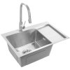 REA - Ocelový dřez Fin BRUSH NICKEL ZLE-06012