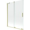 MEXEN/S - Velar Dvoukřídlá posuvná vanová zástěna 130 x 150 cm, transparent, zlatá kartáčovaná 896-130-000-01-55