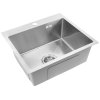 REA - Ocelový dřez Leo 50 BRUSH NICKEL s kuchyňskou baterií KPL-96003