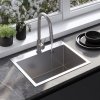 REA - Ocelový dřez Liam BRUSH NICKEL s kuchyňskou baterií KPL-96006