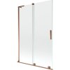 MEXEN/S - Velar L dvoukřídlá posuvná vanová zástěna 120 x 150 cm, transparent, růžové zlato 896-120-003-01-60