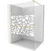 MEXEN/S - Kioto+ Sprchová zástěna s poličkou WALK-IN 70 x 200 cm, bílá vzor, zlatá kartáčovaná 800-070-121-55-85