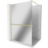 MEXEN/S - Kioto+ Sprchová zástěna WALK-IN s poličkou a držákem ručníků 90 x 200 cm, zrcadlová, zlatá kartáčovaná 800-090-121-55-50