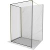 MEXEN/S - Kioto Sprchová zástěna WALK-IN 90 x 70 cm, černý vzor, zlatá kartáčovaná 800-090-212-55-70-070