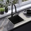 REA - Ocelový dřez Leo 40 Black s kuchyňskou baterií KPL-96002