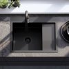 REA - Ocelový dřez Fin Black s kuchyňskou baterií KPL-96014