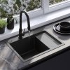 REA - Ocelový dřez Fin Black s kuchyňskou baterií KPL-96014