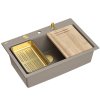 Quadron - Granitový dřez MARC 110 WORKSTATION Beige Zlaty HQM7650U4_PVDG1  DOPRAVA ZDARMA
