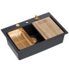 Quadron - Granitový dřez MARC 110 WORKSTATION Black Metallic Zlaty HQM7650U8_PVDG1  DOPRAVA ZDARMA