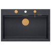 Quadron - Granitový dřez MARC 110 WORKSTATION Black Metallic Zlaty HQM7650U8_PVDG1  DOPRAVA ZDARMA