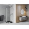 MEXEN/S - Rio čtvercový sprchový kout 90 x 90, mráz, chrom + vanička se sifonem Flat, černý 860-090-090-01-30-4070
