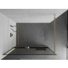 MEXEN/S - KIOTO Sprchová zástěna WALK-IN s poličkou a držákem ručníků 80 x 200, transparent/černá 8 mm, zlatá 800-080-121-50-70
