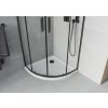 MEXEN/S - Rio čtvrtkruhový sprchový kout 90 x 90, transparent, černý + vanička se sifonem Flat, bílá 863-090-090-70-00-4110B