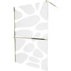 MEXEN/S - KIOTO Sprchová zástěna WALK-IN s poličkou a držákem ručníků 80 x 200, transparent/bílý vzor 8 mm, zlatá 800-080-121-50-97