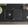 MEXEN/S - Bruno granitový dřez 1 s odkapávačem včetně baterie Elia, černá kropenatá 6513-76-670101-70