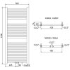 MEXEN/S - Mars radiátor + topná tyč 1200 x 500 mm, 500 W, černá W110-1200-500-6500-70