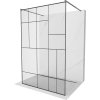 MEXEN/S - Kioto samostatně stojící sprchová zástěna 100 x 200 cm, černá vzor 8 mm, grafit metal 800-100-002-95-78