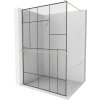 MEXEN/S - Kioto+ Sprchová zástěna s poličkou WALK-IN 70 x 200 cm, černá vzor, nikl kartáčovaný 800-070-121-97-78