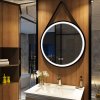 Tutumi - Kulaté LED zrcadlo zavěšené na pásku 70 cm 104 HOM-02697