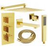 MEXEN/S - Cube DR02 podomítkový vanový SET s vytokovou hubicí + slim sprcha 30 cm, zlatý 77503DR0230-50