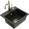 MEXEN/S - Milo granitový dřez 1-miska včetně baterie Carla, černá/zlatá metalik 6505-75-670700-50