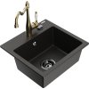 MEXEN/S - Milo granitový dřez 1-miska včetně baterie Carla, černá/zlatá metalik 6505-75-670700-50-B