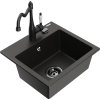 MEXEN/S - Milo granitový dřez 1-miska včetně baterie Carla, černá/zlatá metalik 6505-75-670700-70-B