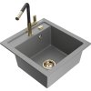 MEXEN/S - Vito granitový dřez 1-miska včetně baterie Flora, šedá 6503-71-670401-57-G