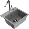 MEXEN/S - Milo granitový dřez 1-miska včetně baterie Flora, šedá 6505-71-670401-07-B