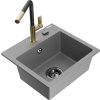 MEXEN/S - Milo granitový dřez 1-miska včetně baterie Flora, šedá 6505-71-670401-57-B