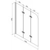 MEXEN/S - Vega obdélníková vana 180 x 80 cm s panelem  + vanová zástěna 120 cm, transparent,  černá 550118080X9012037000