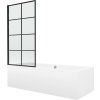 MEXEN/S - Cube obdélníková vana 180 x 80 cm s panelem  + vanová zástěna 70 cm,  černá  vzor fix 550518080X9307007077
