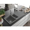 MEXEN/S - Andres granitový dřez s odkapávačem včetně baterie Flora, šedá 6515-71-670401-00