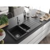 MEXEN/S - Andres granitový dřez s odkapávačem včetně baterie Flora, černá 6515-77-670401-00