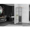 MEXEN/S - KIOTO Sprchová zástěna WALK-IN s poličkou a držákem ručníků 70 x 200, transparent/černá 8 mm, zlatá 800-070-121-50-77