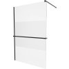 MEXEN/S - KIOTO Sprchová zástěna WALK-IN s poličkou a držákem ručníků 70 x 200, transparent/matné sklo 8 mm, černá 800-070-121-70-35