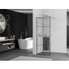 MEXEN/S - KIOTO Sprchová zástěna WALK-IN s poličkou a držákem ručníků 80 x 200, transparent/černá 8 mm, chrom 800-080-121-01-77