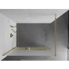 MEXEN/S - KIOTO Sprchová zástěna WALK-IN s poličkou a držákem ručníků 80 x 200, matné sklo 8 mm, zlatá 800-080-121-50-30