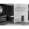 MEXEN/S - KIOTO Sprchová zástěna WALK-IN s poličkou a držákem ručníků 80 x 200, transparent 8 mm, zlatá 800-080-121-50-35