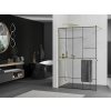 MEXEN/S - KIOTO Sprchová zástěna WALK-IN s poličkou a držákem ručníků 80 x 200, transparent/černá 8 mm, zlatá 800-080-121-50-78