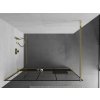 MEXEN/S - KIOTO Sprchová zástěna WALK-IN s poličkou a držákem ručníků 80 x 200, transparent/černá 8 mm, zlatá 800-080-121-50-78