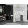 MEXEN/S - KIOTO Sprchová zástěna WALK-IN s poličkou a držákem ručníků 80 x 200, transparent/bílý vzor 8 mm, zlatá 800-080-121-50-85
