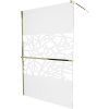 MEXEN/S - KIOTO Sprchová zástěna WALK-IN s poličkou a držákem ručníků 80 x 200, transparent/bílý vzor 8 mm, zlatá 800-080-121-50-85