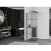 MEXEN/S - KIOTO Sprchová zástěna WALK-IN s poličkou a držákem ručníků 80 x 200, transparent/černá 8 mm, černá 800-080-121-70-77