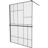 MEXEN/S - KIOTO Sprchová zástěna WALK-IN s poličkou a držákem ručníků 80 x 200, transparent/černá 8 mm, černá 800-080-121-70-78