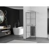 MEXEN/S - KIOTO Sprchová zástěna WALK-IN s poličkou a držákem ručníků 90 x 200, transparent/černá 8 mm, chrom 800-090-121-01-77